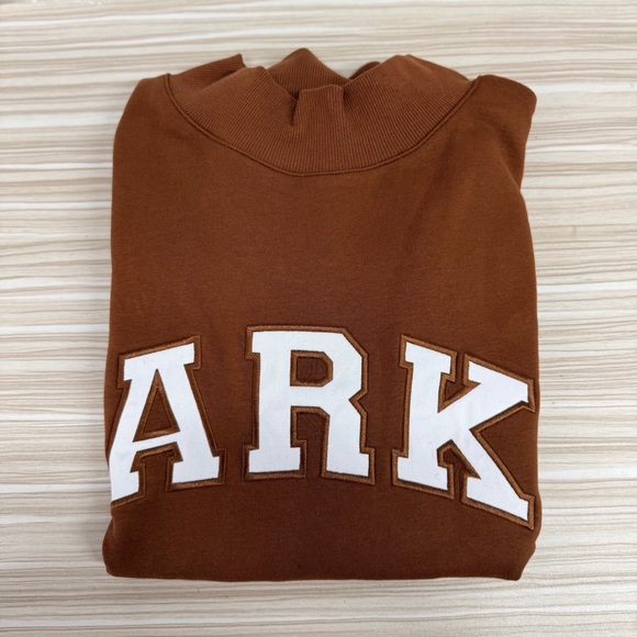 Parke Tan Mock Neck Sweatshirt | Varsity Logo Crewneck - Picture 3 of 5